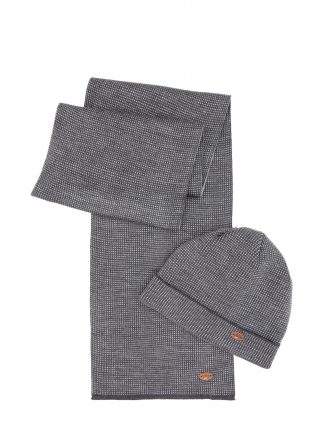 شال، کلاه و دستکش مردانه خاکستری تیره یو اس پولو