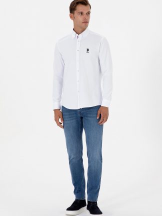 شلوار جین اسلیم فیت مردانه آبی یو اس پولو