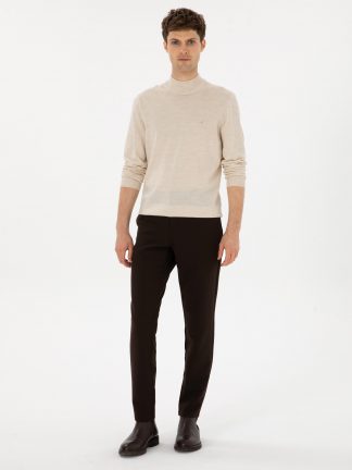 شلوار کتان مردانه قهوه ای تیره کاشارل