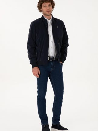 کت چرمی مردانه سرمه ای یو اس پولو