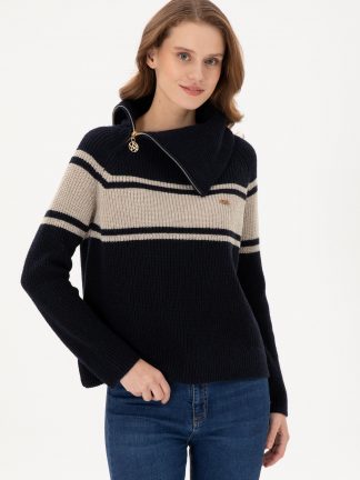 پلیور زنانه سرمه ای یو اس پولو