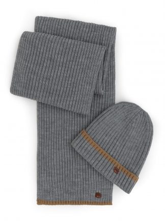 شال، کلاه و دستکش مردانه خاکی ملانژ یو اس پولو