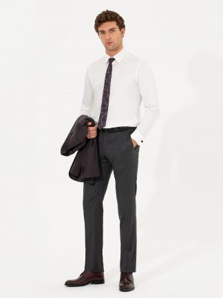 شلوار پارچه ای مردانه خاکستری تیره کاشارل