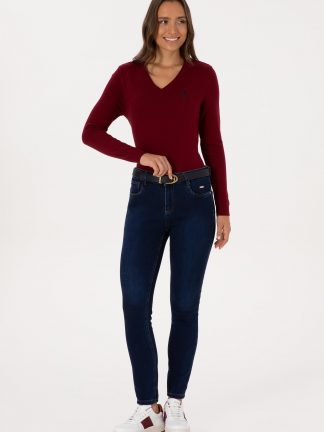 شلوار جین جذب زنانه آبی تیره یو اس پولو