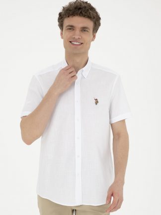 پیراهن آستین کوتاه مردانه سفید یو اس پولو