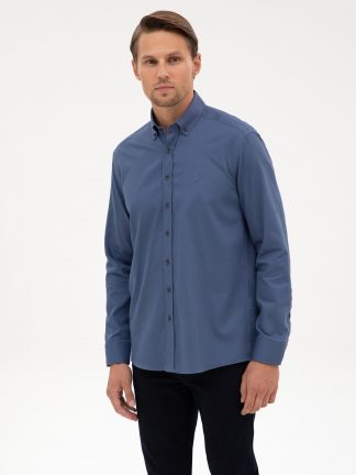 پیراهن آستین بلند مردانه نیلی پیرکاردین