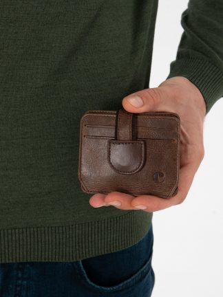 کیف پول و کارت مردانه قهوه ای کاشارل