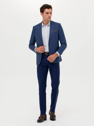 شلوار پارچه ای مردانه آبی لاجوردی روشن کاشارل