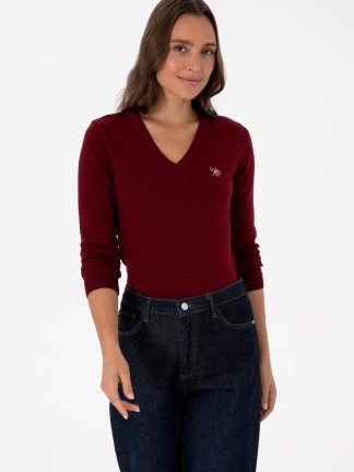 پلیور زنانه زرشکی یو اس پولو