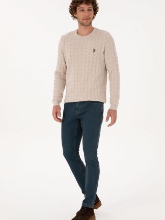 شلوار جین اسلیم فیت مردانه آبی نفتی یو اس پولو