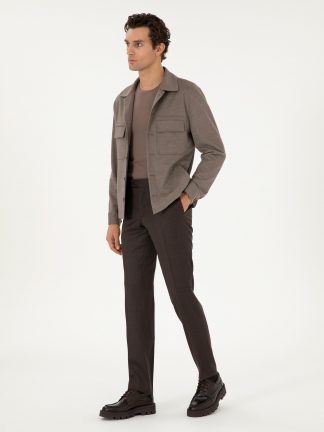 شلوار پارچه ای مردانه قهوه ای کاشارل