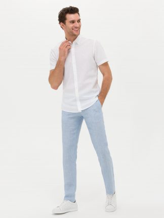 شلوار کتان مردانه آبی روشن کاشارل