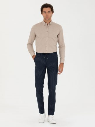 شلوار کتان مردانه سرمه ای کاشارل