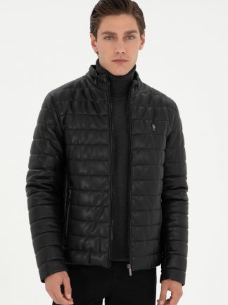 کت چرمی مردانه مشکی یو اس پولو