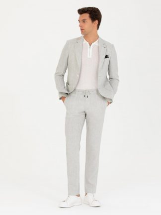 شلوار کتان مردانه خاکستری روشن کاشارل