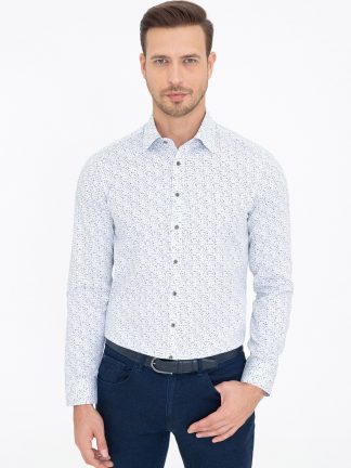 پیراهن آستین بلند مردانه سفید کاشارل