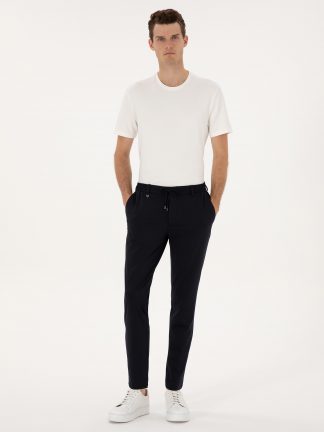 شلوار پارچه ای مردانه سرمه ای پیرکاردین