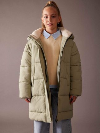 کاپشن دخترانه خاکی روشن دفکتو