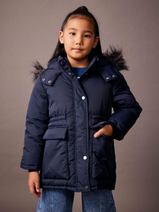 کاپشن دخترانه سرمه ای دفکتو