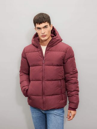 کاپشن مردانه زرشکی دفکتو