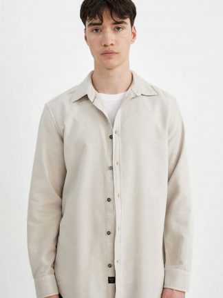 پیراهن آستین بلند مردانه بژ دفکتو