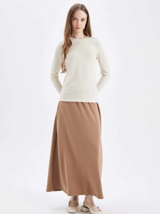 دامن ماکسی زنانه قهوه ای دفکتو