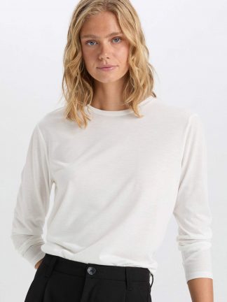 تیشرت آستین بلند زنانه بژ دفکتو