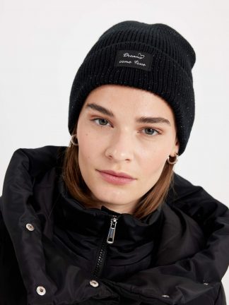 کلاه بافت زنانه مشکی دفکتو