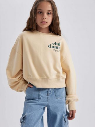 سویشرت دخترانه بژ دفکتو