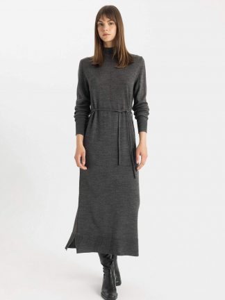 پیراهن زنانه خاکستری تیره دفکتو