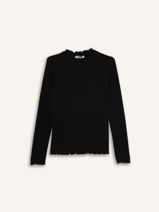 تی‌شرت آستین بلند زنانه مشکی دفکتو