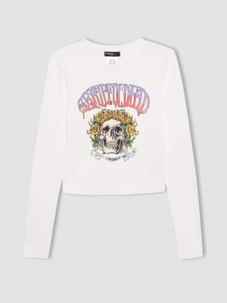 تیشرت آستین بلند زنانه سفید دفکتو