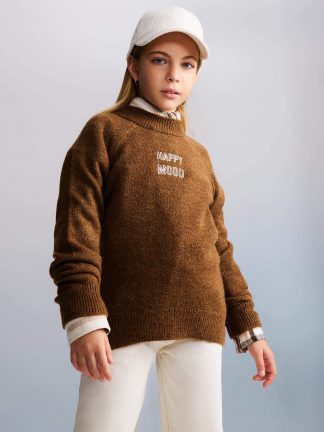 پلیور دخترانه قهوه ای دفکتو