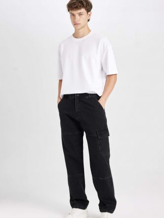 شلوار جین وایدلگ مردانه مشکی دفکتو