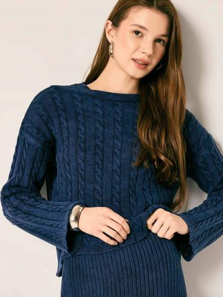 پلیور زنانه سرمه ای دفکتو