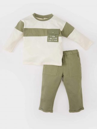 ست لباس نوزاد پسر بژ دفکتو