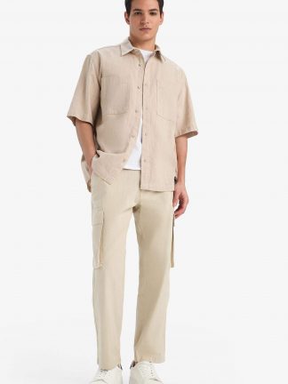 شلوار کارگو مردانه بژ دفکتو