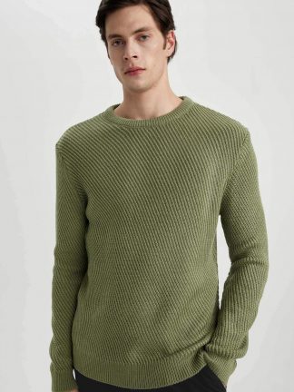 پلیور مردانه خاکی روشن دفکتو