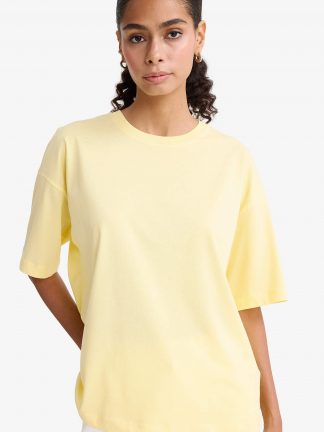 تیشرت زنانه زرد دفکتو