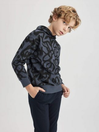 هودی پسرانه خاکستری تیره دفکتو