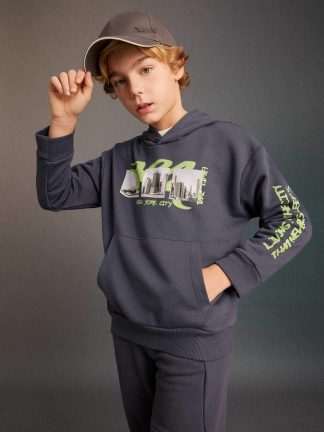 هودی پسرانه خاکستری تیره دفکتو