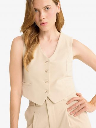 جلیقه زنانه بژ دفکتو