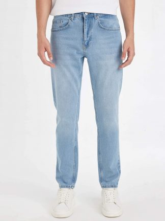 شلوار جین اسلیم فیت مردانه آبی روشن دفکتو