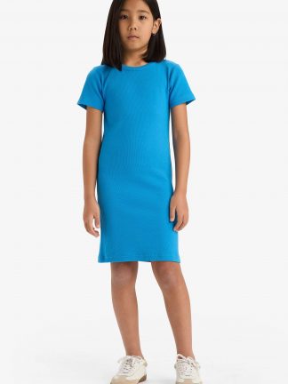 پیراهن دخترانه آبی روشن دفکتو