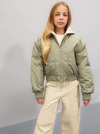 کاپشن دخترانه خاکی روشن دفکتو