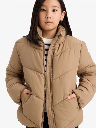 کاپشن دخترانه قهوه ای دفکتو