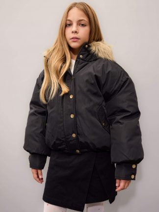 کاپشن دخترانه مشکی دفکتو