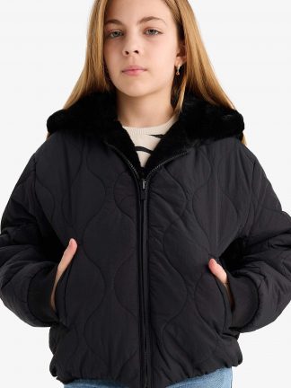 کاپشن دخترانه مشکی دفکتو