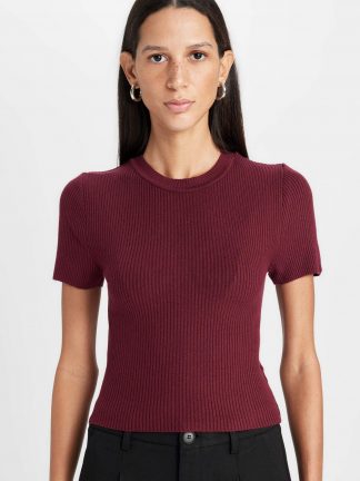 تیشرت زنانه زرشکی دفکتو