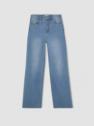 شلوار جین وایدلگ زنانه نعنایی (فرعی) (مادر:آبی) دفکتو